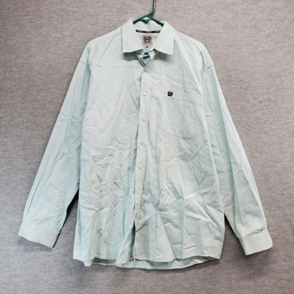 Cinch Men Button Up Shirt Large Blue Paisley Western Rodeo Logo Collar